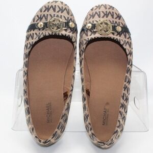 Michael‎ Kors Tammy Black Tan MK Logo Ballet Flats Shoes Size 4 US